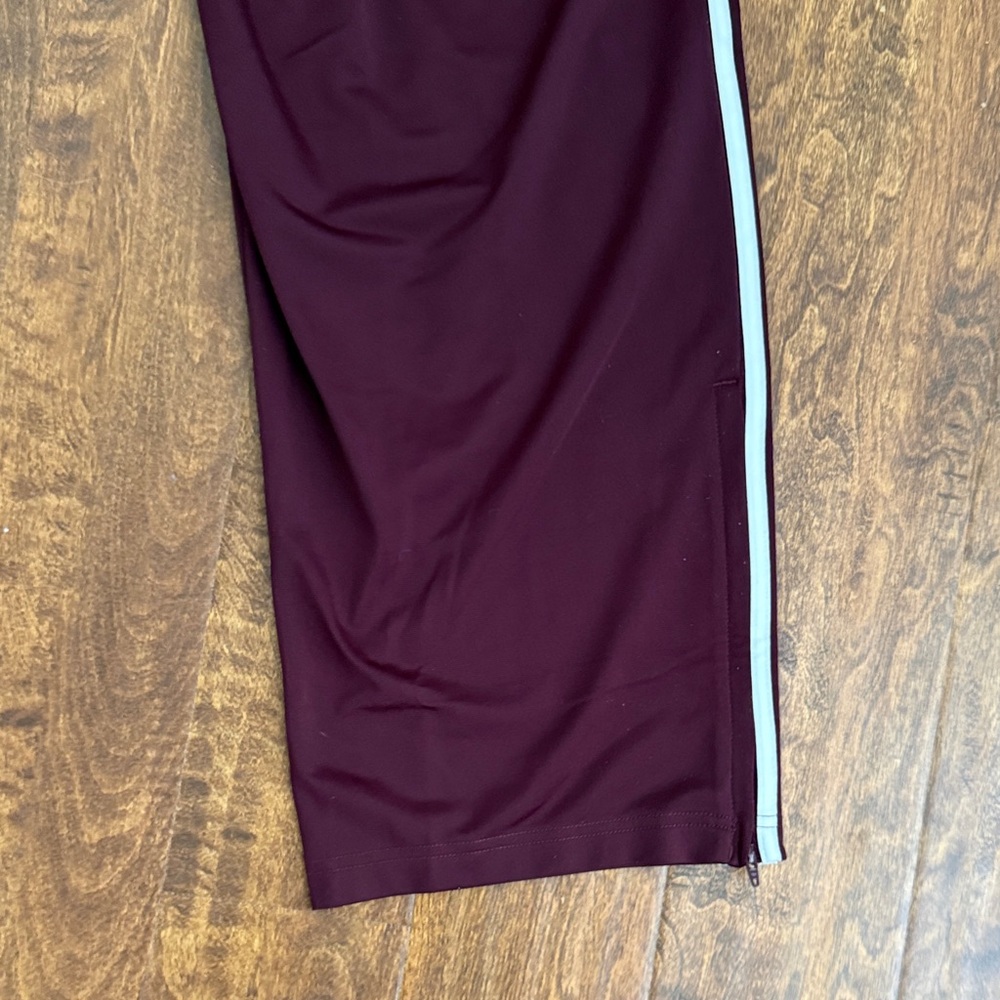 Adidas Maroon Trefoil Track Pants with White Stripes Size M - Picture 15 of 16